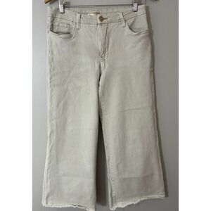 KUT from the Kloth Meg Fab Ab Jeans Womens 8 Beige Wide Leg Raw Hem High Rise